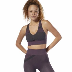 Biustonosze Damskie Reebok Studio Nature X Seamless Fioletowe PL 90OENIB